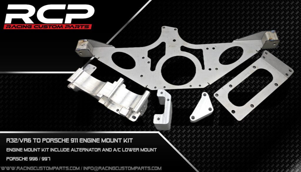 porsche 911 996 997 carrera 2 4 swap swapped r32 r36 vr6 turbo rcp racing custom parts 911vrt engine change billet cnc