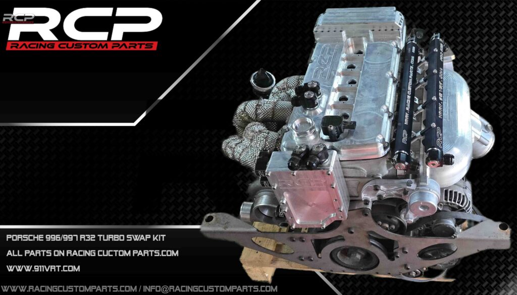 porsche 911 996 997 carrera 2 4 swap swapped r32 r36 vr6 turbo rcp racing custom parts 911vrt engine change billet cnc