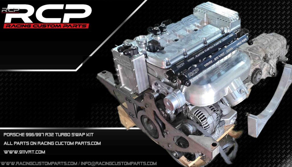 porsche 911 996 997 carrera 2 4 swap swapped r32 r36 vr6 turbo rcp racing custom parts 911vrt engine change billet cnc