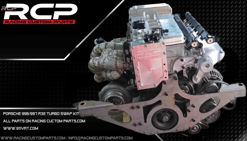 porsche 911 996 997 carrera 2 4 swap swapped r32 r36 vr6 turbo rcp racing custom parts 911vrt engine change billet cnc