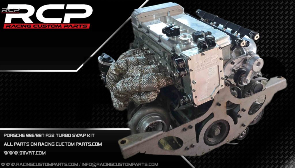 porsche 911 996 997 carrera 2 4 swap swapped r32 r36 vr6 turbo rcp racing custom parts 911vrt engine change billet cnc