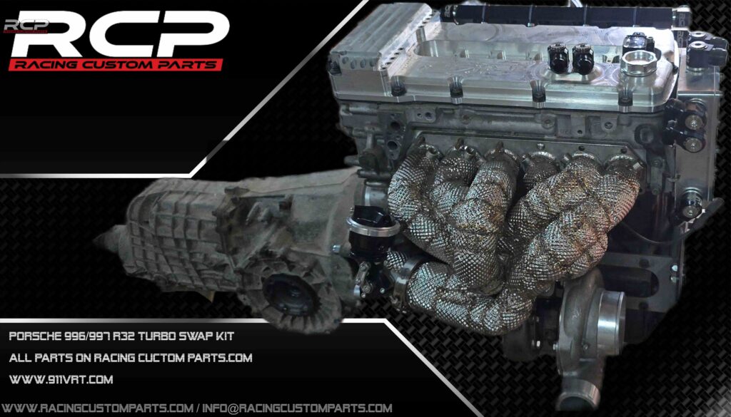 porsche 911 996 997 carrera 2 4 swap swapped r32 r36 vr6 turbo rcp racing custom parts 911vrt engine change billet cnc